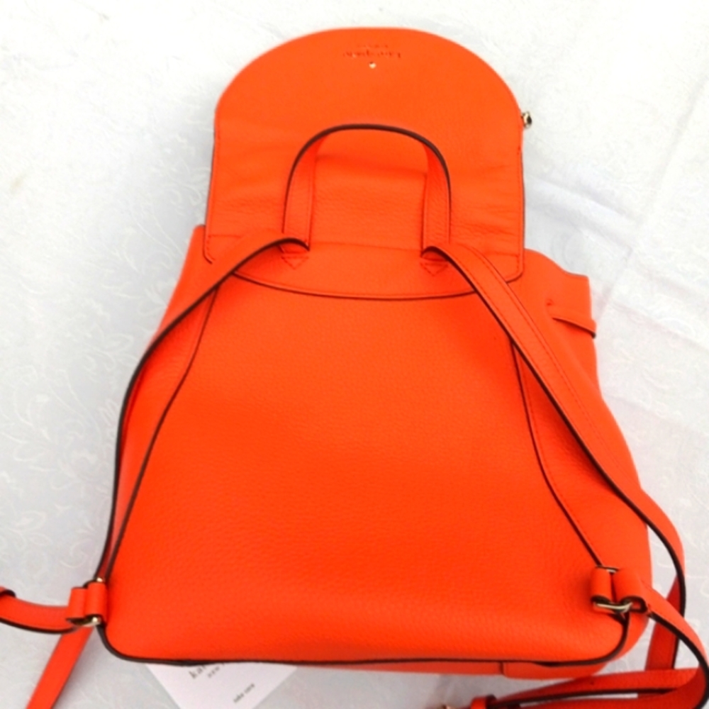 NWOT Kate Spade Leila Medium Flap Backpack 🍊 Coral Buds w/Adjustable Strap - Picture 9 of 16